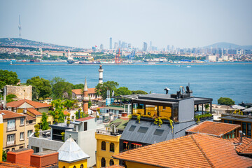 Wall Mural - View over roofs of the old town and the sea at sunrise in Istanbul, Turkey.