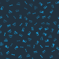 Poster - set wrench, smartphone service, screwdriver and wrench and router wi-fi with on seamless pattern. ve