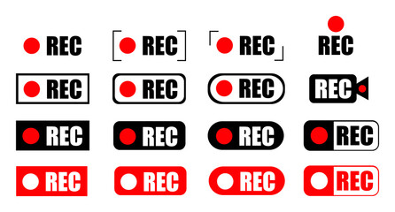 Poster - Recording sign icon. Red logo camera video recording symbol, rec icon. Vector eps 10
