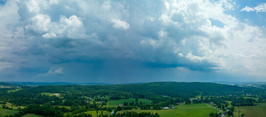 Wall Mural - Storm Clouds over Rural Farmlands Aerial