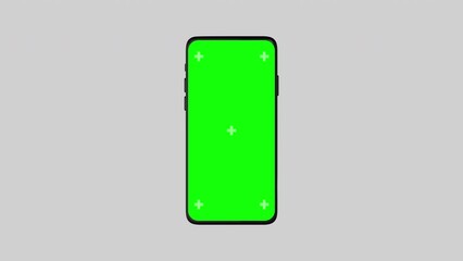 3d smartphone with blank green screen isolated on white background zoom out and zoom in. mobile phon