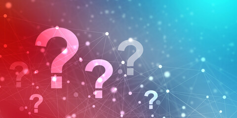 Poster - 
2d illustration question mark background
