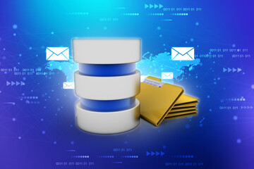 Poster - 3d rendering Folder connected to database
