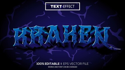 Wall Mural - 3D kraken text effect - Editable text effect