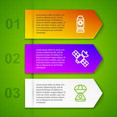 Poster - Set line Rocket ship, Satellite and Space capsule. Business infographic template. Vector