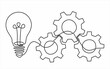 continuous line drawing of gears and lights idea vector illustration