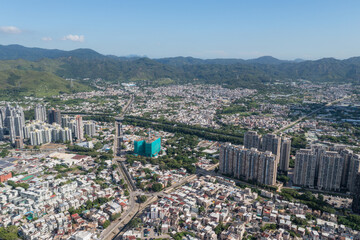 Fototapete - Yuen Long, Hong Kong Top view of Hong Kong