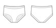 Girls knickers technical sketch. Children's underpants. Casual panties isolated template