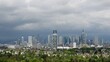 Time lapse of fast, big clouds over the cityscape of Frankfurt am Main, Germany