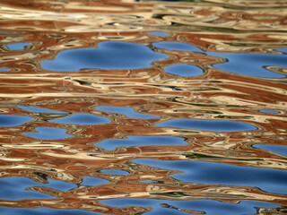 Wall Mural - orange reflections on the blue sea like painting