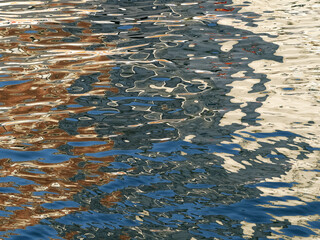 Sticker - orange reflections on the blue sea like painting