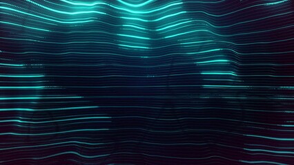 Poster - Abstract Digital Waving Neon Lines Fx Background Loop/ 4k animation of an abstract background with digital fractal particle lines waving and seamless looping