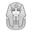 Animation linear portrait: King Tutankhamun mask, ancient Egyptian pharaoh. Vector illustration isolated on a white background.