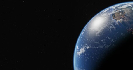 3d view of the earth from space against the background of the starry sky. cosmic planet globe. loope
