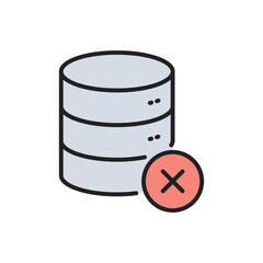 Poster - Database doesn’t work icon. High quality coloured vector illustration.