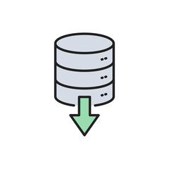 Poster - Source data from the database icon. High quality coloured vector illustration.