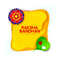 Wall Mural -  creative illustration with rakhi for Indian festival Raksha Bandhan Greeting Card Template Design. 