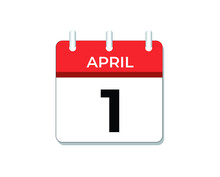 April, 1st Calendar Icon Vector, Concept Of Schedule, Business And Tasks
