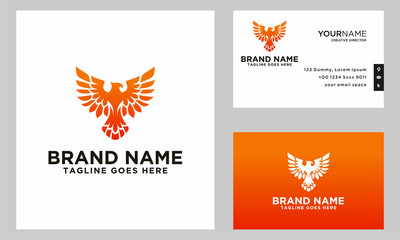 Wall Mural - Phoenix Logo flying bird with business card design template