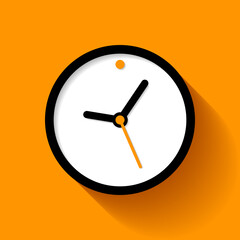 Poster - Clock icon in flat style, timer on orange background. Business watch. Vector design element for you project