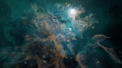 Wall Mural - 4K 3d animation - Zooming into a nebula