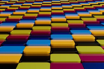 Poster - abstract background of multi-colored cubes lying on top of each other. 3d illustration. 3d render.