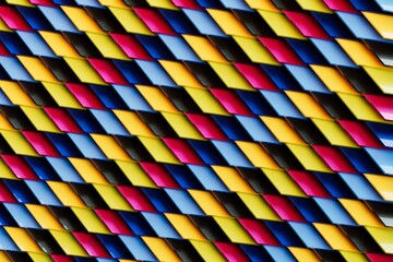 Poster - abstract background of multi-colored cubes arranged in a checkerboard pattern. 3d illustration. 3d render.