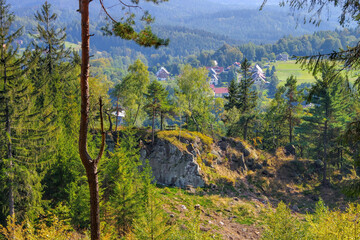 Sticker - Zittauer Gebirge Blick auf Lueckendorf - Zittau Mountains view to the village Lueckendorf