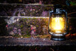 Laterne - Lampe - Ecology - High quality photo - old lantern on mossy stairs