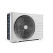 Three quarter view of outdoor air conditioner unit, isolated