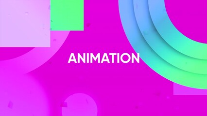 Poster - Bright pink animation. Motion. Turquoise geometric different shapes appearing in turn.