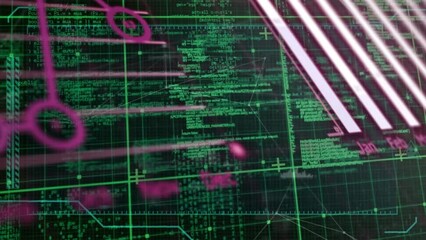 Poster - Animation of financial graphs and data in green digital space