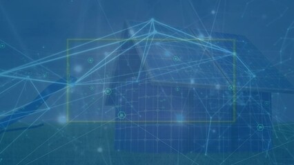 Poster - Animation of network of connections and green frame over solar panels
