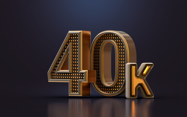 Wall Mural - gold luxury Thank you for 40k followers online social banner happy celebration 3d render