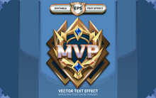 Most Valuable Player Achievement Game Badge With Editable Text Effects And Golden Style