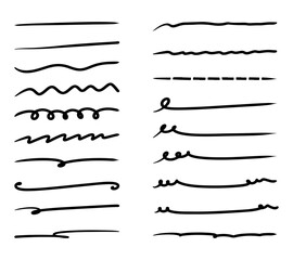 Wall Mural - hand drawn highlighting elements. black marker strokes isolated on white background. vector illustra