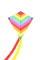 Wall Mural - Beautiful bright rainbow kite isolated on white