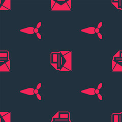 Poster - Set Tie and Mail and e-mail on seamless pattern. Vector