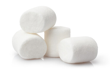 Heap of delicious marshmallows, isolated on white background