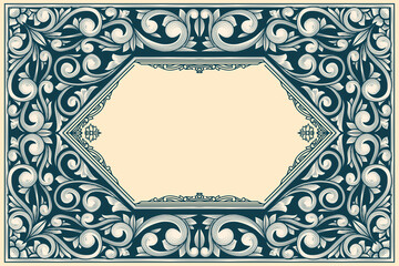 Sticker - Decorative ornate monochrome retro design blank frame