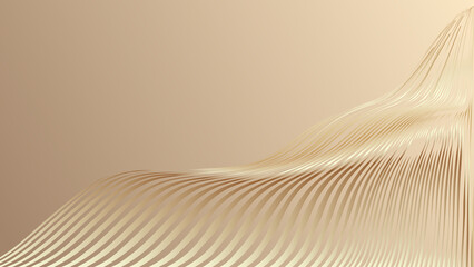 Poster - Golden Ribbon Lines Wave Motion Stretching into the Distance Abstract Textured Background