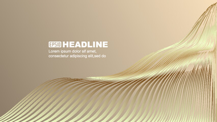 Poster - Golden Ribbon Lines Wave Motion Stretching into the Distance Abstract Textured Background