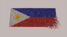 Philippine Banner Background, With People Gathering To Form The Flag Of Philippines.
