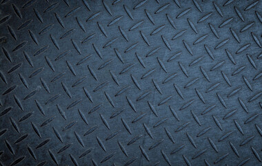 Seamless Metal Floor Plate With Diamond Pattern Black metal background or black steel surface