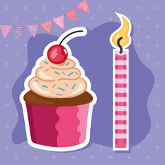 Poster - birthday candle with cupcake