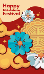 Poster - mid autumn festival lettering postcard