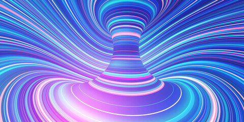 Poster - Abstract creative modern colorful uv background. Neon glowing twisted space lines. Beautiful swirls, bright swirls of turbulence 3D illustration