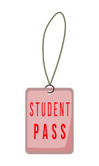 Poster - Student pass semi flat color vector object. Employee ID card. Full sized item on white. Identity badge for school and college. Simple cartoon style illustration for web graphic design and animation