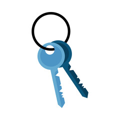 Poster - Bunch of keys semi flat color vector object. Full sized item on white. Tools for entry doors. Making duplications. Simple cartoon style illustration for web graphic design and animation