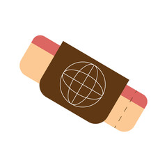 Fototapete - Airline ticket with international passport semi flat color vector object. Booking boarding pass. Full sized item on white. Simple cartoon style illustration for web graphic design and animation